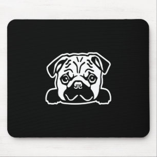 Pug Dog Sketch Portrait Mouse Pad
