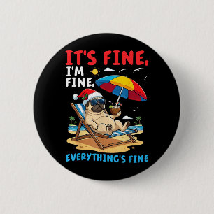 Pug Dog Summer Christmas Fine Fine Everythings 6 Cm Round Badge