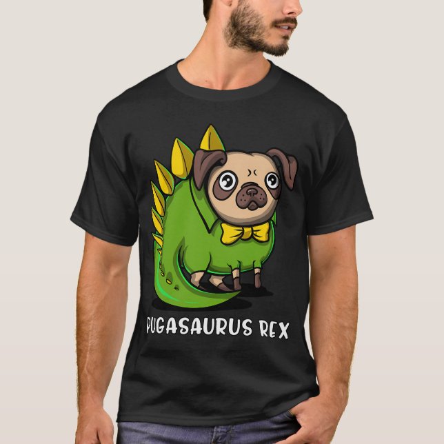Pug Dog T-Rex Dinosaur Pugasaurus T-Shirt (Front)