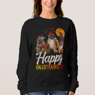 Pug Dog Tee Happy Hallothanksmas Halloween Thanksg