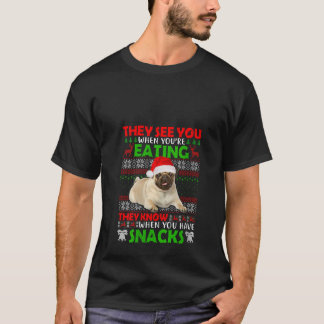 Pug Dog They See You When Eating Ugly Xmas Sweater