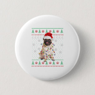 Pug Dog Ugly Christmas Sweater Pajama P 6 Cm Round Badge