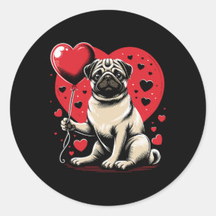 Pug Dog Valentine's Day Dog Owner Valentine  Classic Round Sticker