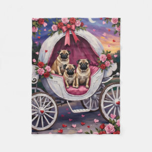 Pug Dog Valentine's Day Fleece Blanket
