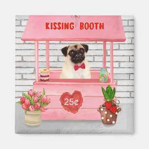 Pug Dog Valentine's Day Kissing Booth Magnet