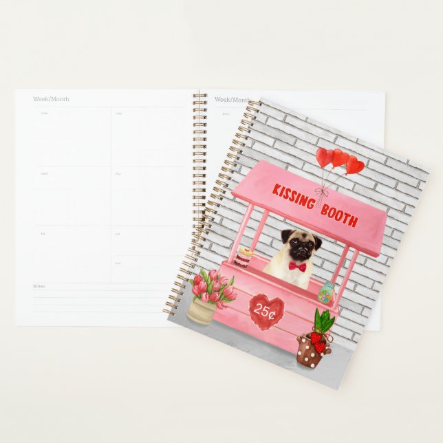 Pug Dog Valentine's Day Kissing Booth Planner (Display)