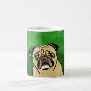 Pug Dog Watercolor Art Portrait Coffee Mug
