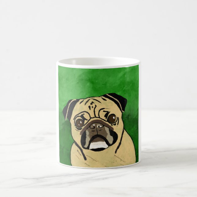 Pug Dog Watercolor Art Portrait Coffee Mug (Center)