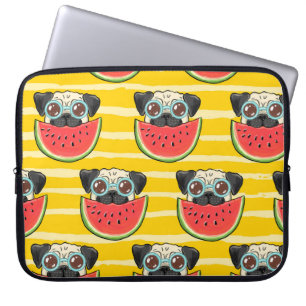 Pug Dog Watermelon: Summer Seamless. Laptop Sleeve