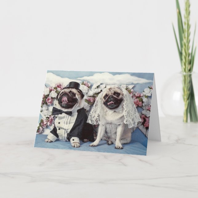 Pug Dog Wedding Card (Front)
