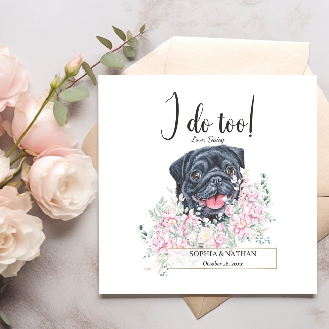 Pug Dog Wedding Cocktail Napkins (Creator Uploaded)
