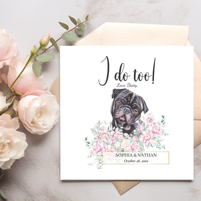 Pug Dog Wedding Cocktail Napkins (Creator Uploaded)
