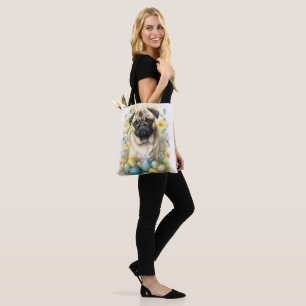 Pug Dog with Easter Eggs Holiday  Tote Bag