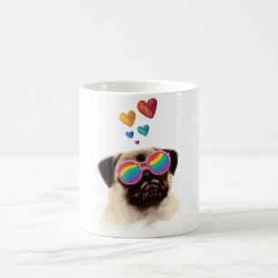 Pug Dog with Hearts Valentine's Day Coffee Mug