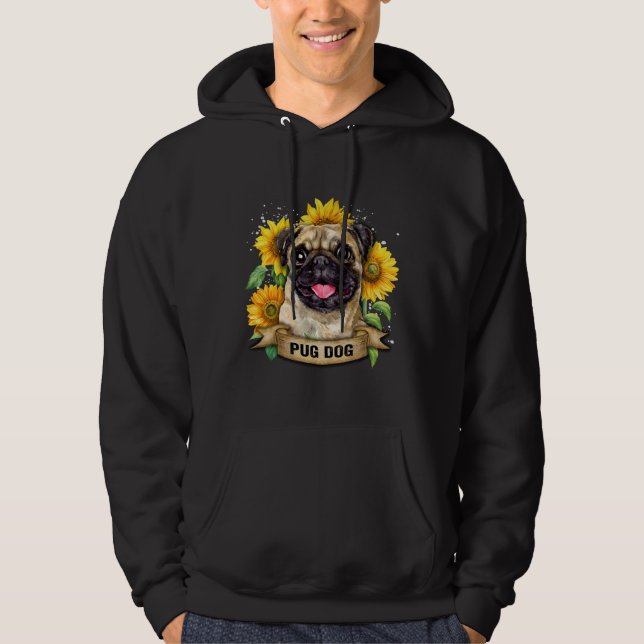 pug dog with Sun flowers Classic T-Shirt 757 Hoodie (Front)