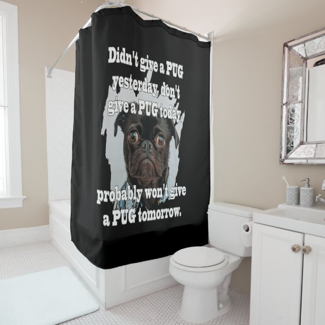 Pug Dog Yesterday Today Tomorrow Shower Curtain (In Situ)