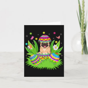 Pug Dogs Happy Easter Bunny Egg Hunt Pug Easter Card