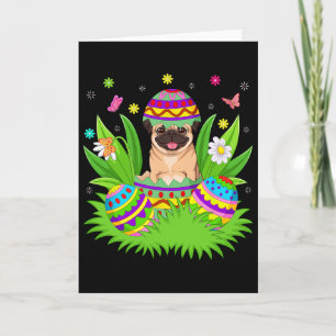 Pug Dogs Happy Easter Bunny Egg Hunt Pug Easter Card