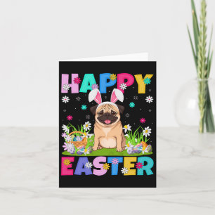 Pug Dogs Happy Easter Egg Hunt Bunny Ear Pug Easte Card