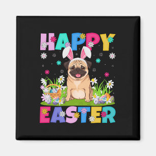 Pug Dogs Happy Easter Egg Hunt Bunny Ear Pug Easte Magnet