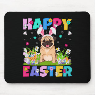 Pug Dogs Happy Easter Egg Hunt Bunny Ear Pug Easte Mouse Pad