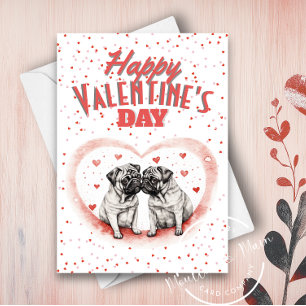 Pug Dogs in Love Couple Valentine's Day Card