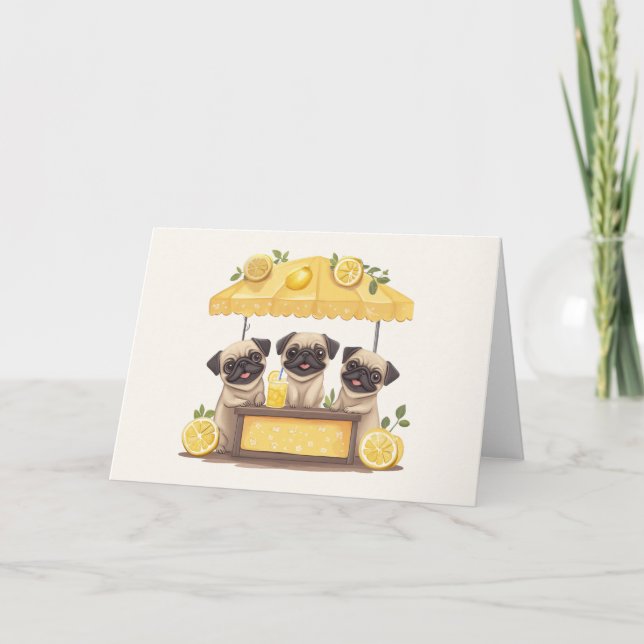 Pug Dogs Lemonade Stand Card (Front)