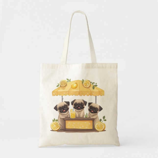 Pug Dogs Lemonade Stand Tote Bag (Front)