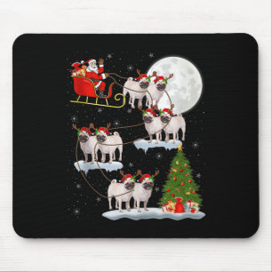 Pug Dogs Santa Sleigh Flying Funny Magical Christm Mouse Pad