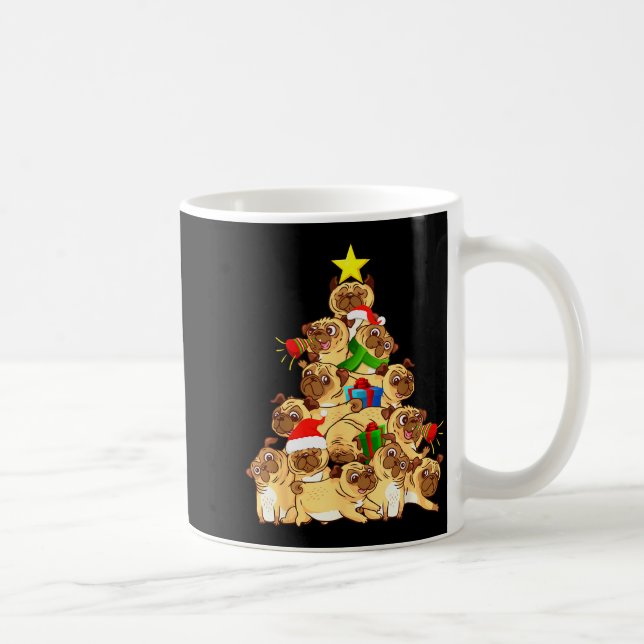 Pug Dogs Tree Christmas Sweater Xmas Pet Animal Do Coffee Mug (Right)
