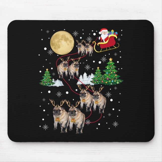 Pug Dogs Tree Christmas Sweater Xmas Pet Animal Do Mouse Pad (Front)