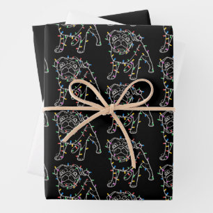 Pug Dogs Tree Christmas Sweater Xmas Pet Animal Wrapping Paper Sheet
