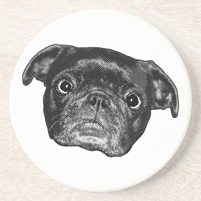 Pug Dot Table Charm Coaster (Front)