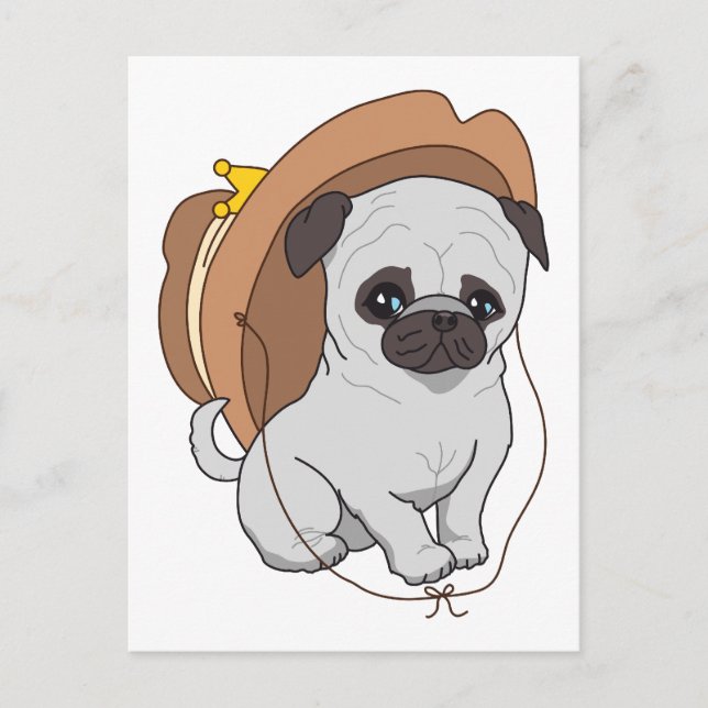 Pug Drawing 2 By Pablo Fernandez Postcard (Front)