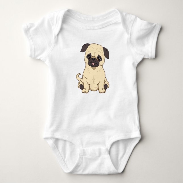 Pug Drawing By Pablo Fernandez Limited Edition Baby Bodysuit (Front)