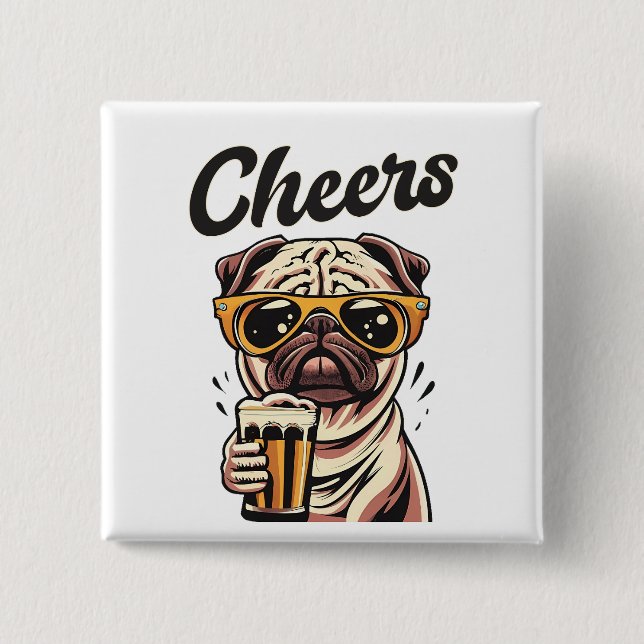 Pug Drinking Beer Meme  15 Cm Square Badge (Front)