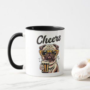 Pug Drinking Beer Meme Mug