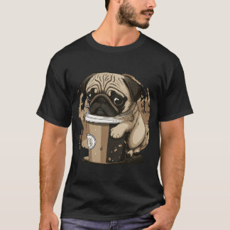 Pug Drinking Coffee T-Shirt