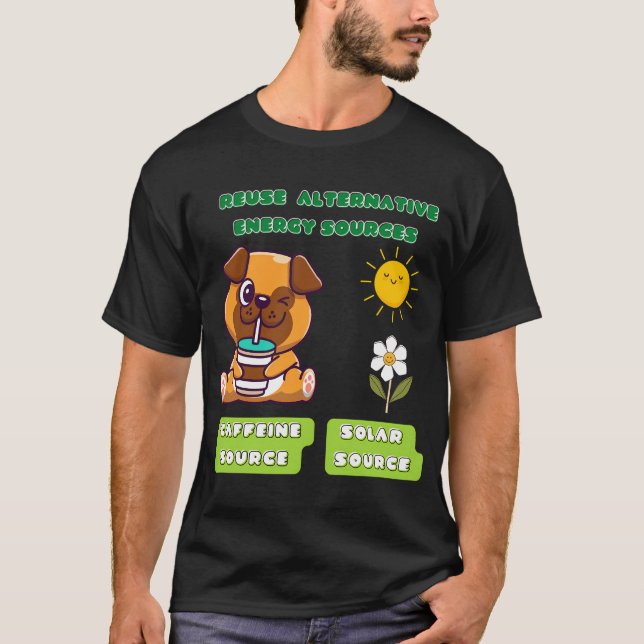 Pug drinking coffee T-Shirt (Front)