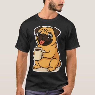 Pug drinking coffee T-Shirt