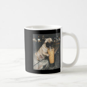 Pug drinking iced coffee funny animal meme dog pug mug