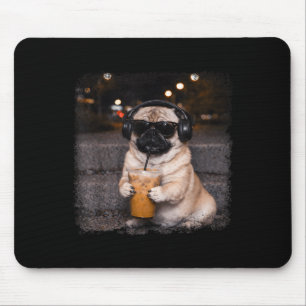 Pug drinking iced coffee lover humour funny dog me mouse pad