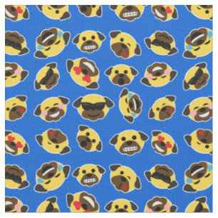 Pug Emoji Emoticon Pattern Fabric