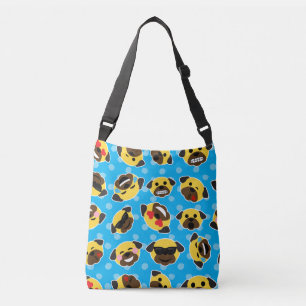 Pug Emoticons (Emojis) Pattern Love Laugh Kiss Crossbody Bag