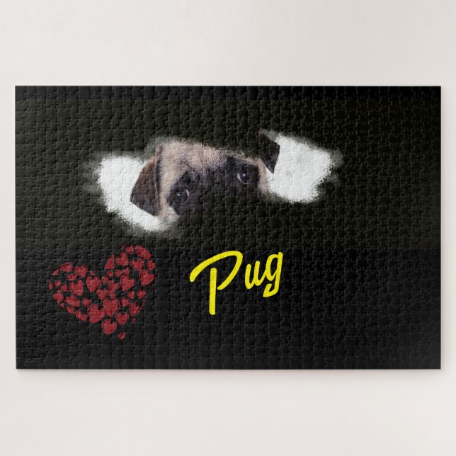Pug Eyes Solid Colour 1000 piece Jigsaw Puzzle (Horizontal)