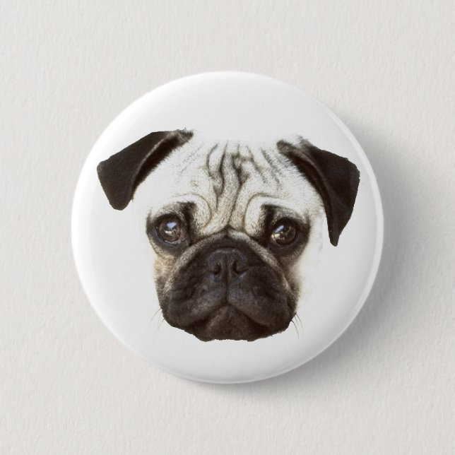Pug Face 6 Cm Round Badge (Front)