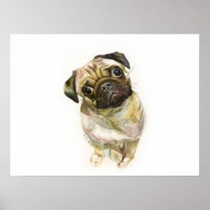 Pug Face Art Print   Cute Pug Dog
