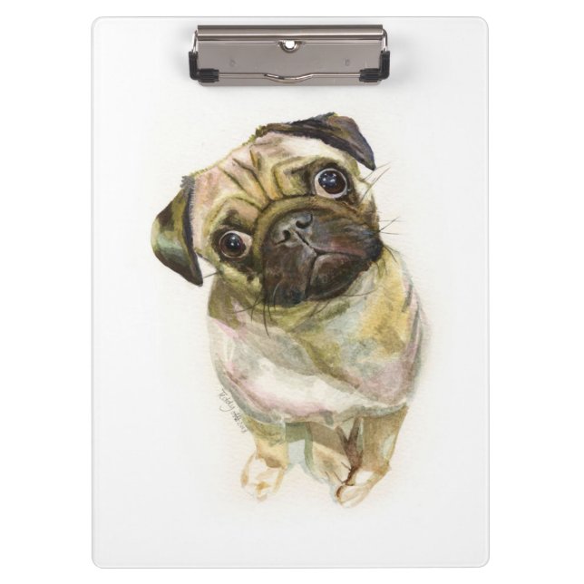 Pug Face Art Print | Cute Pug Dog Clipboard (Front)