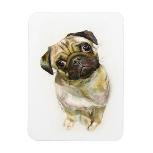 Pug Face Art Print Cute Pug Dog Magnet