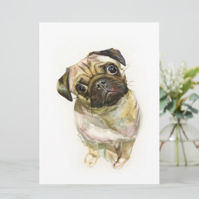 Pug Face Art Print | Cute Pug Dog Menu (Standing Front)